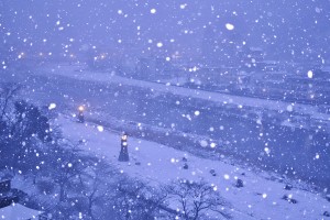 お部屋から見た雪の下呂温泉